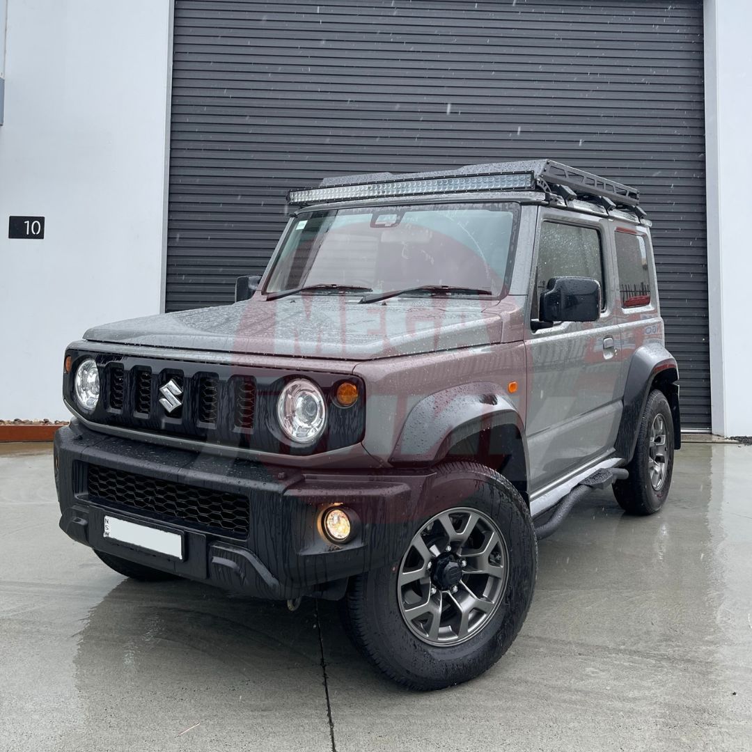 grey jimny with a megajimny adventure bundle package